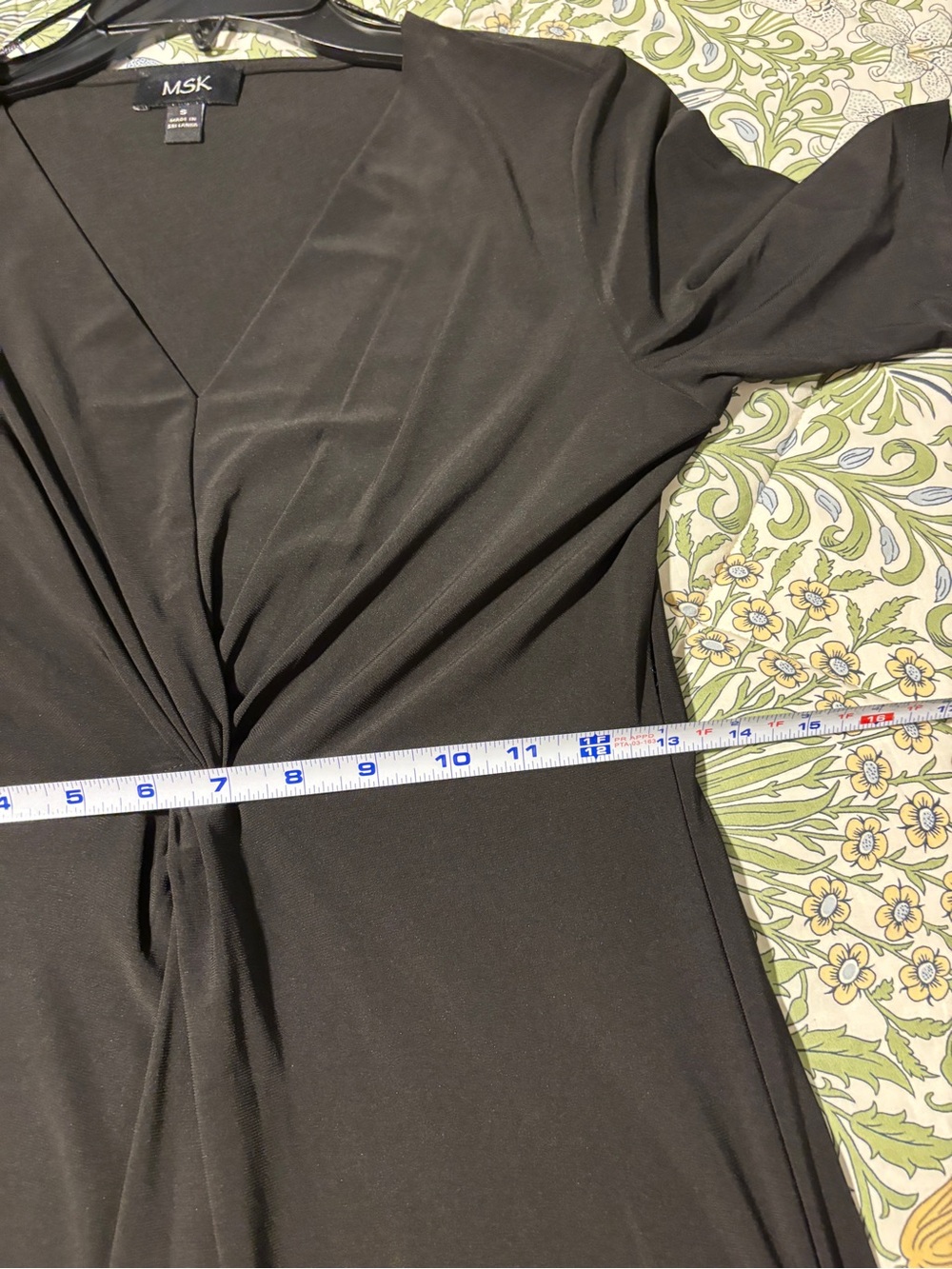 MSK Black V-Neck Midi Dress with Short Sleeves S - Picture 11 of 13